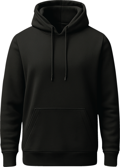 Plain black hoodie front